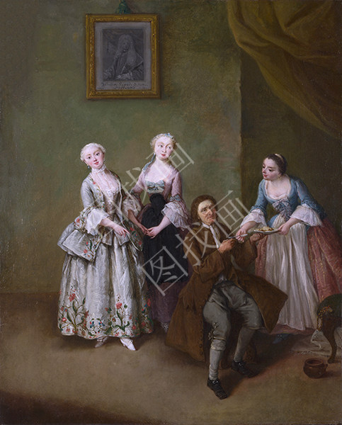 An Interior with Three Women and a Seated Man